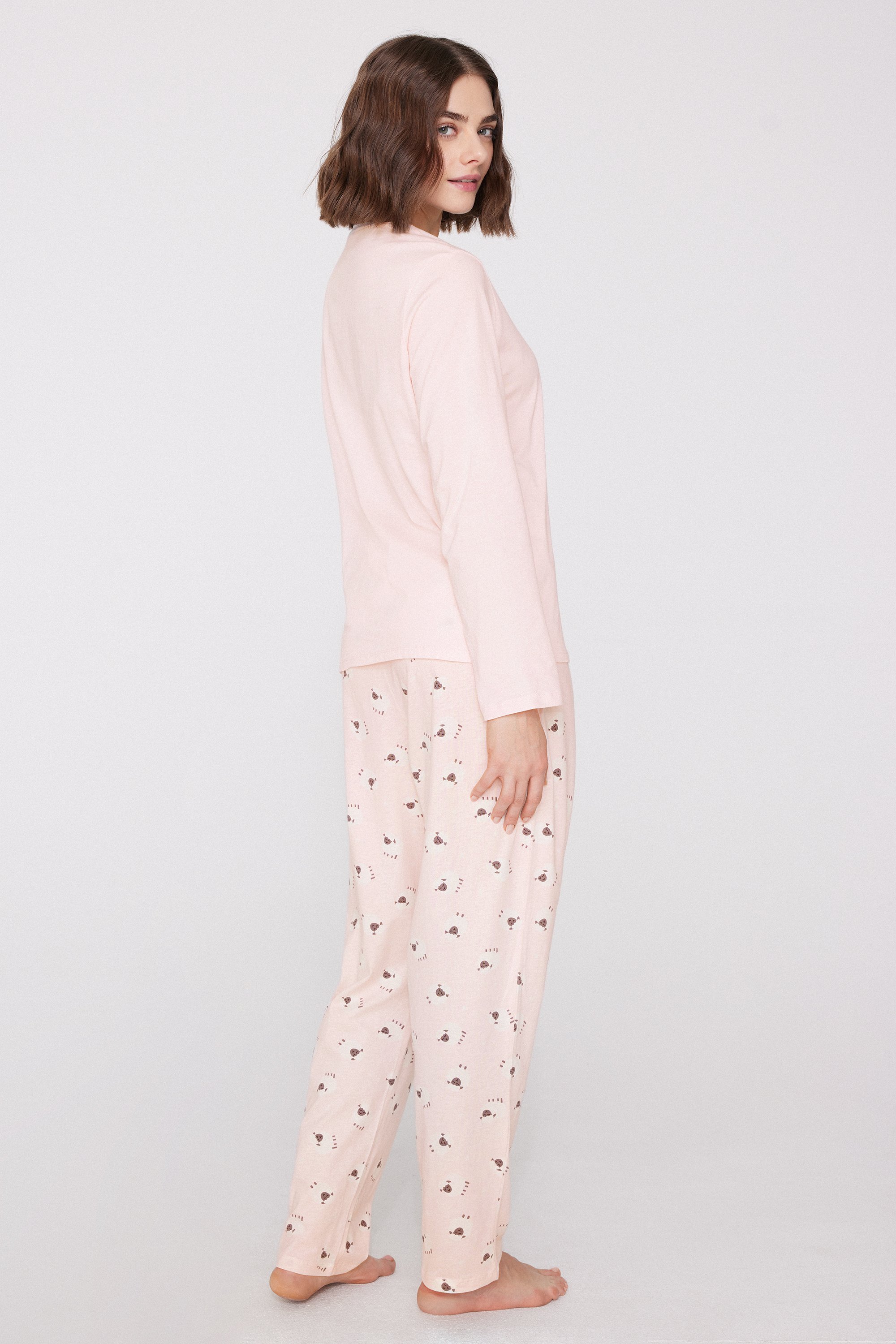 Sheep Print Long Cotton Pyjamas