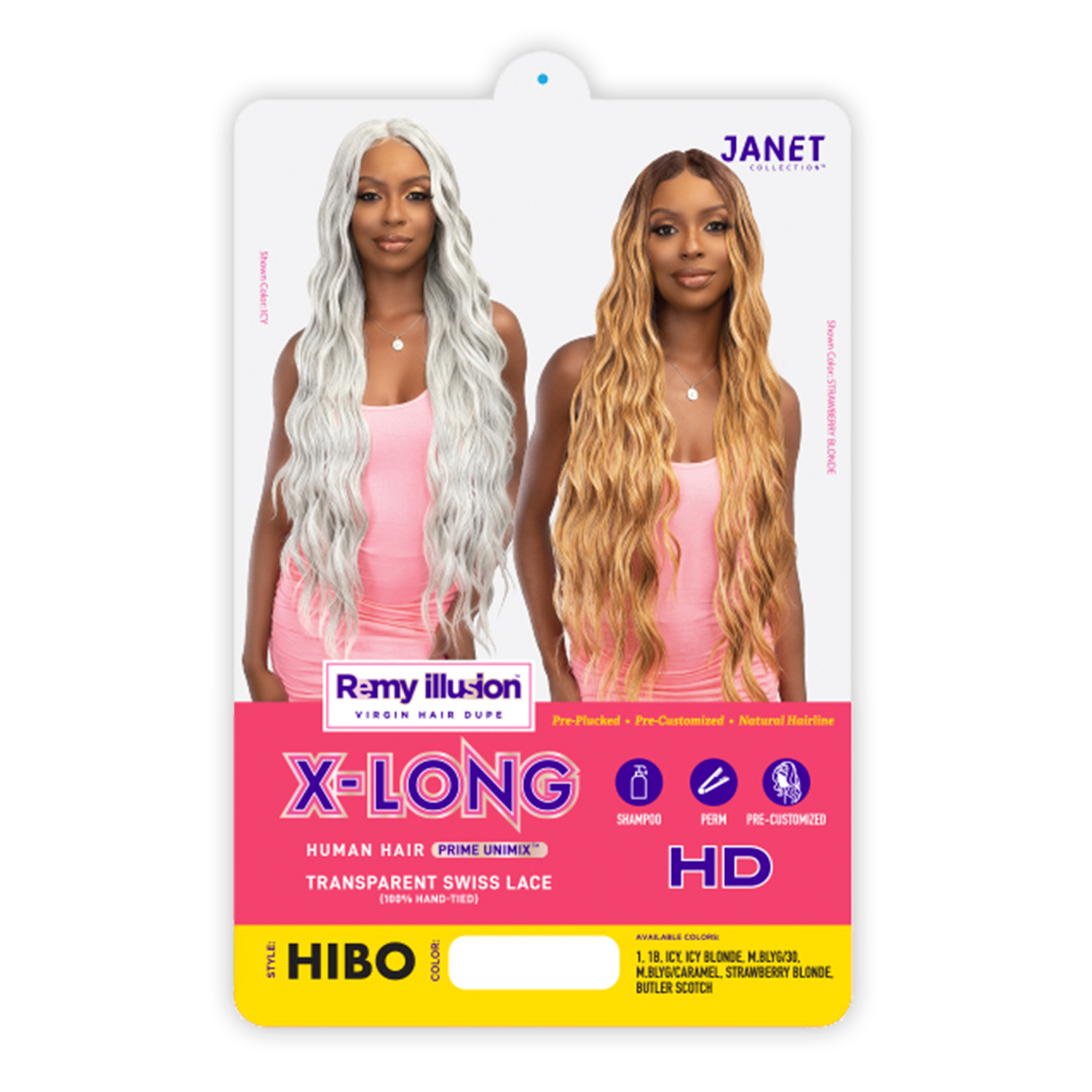 Janet Collection Human Hair Blend HD Swiss Lace Front Wig Remy Illusion X-Long Hibo