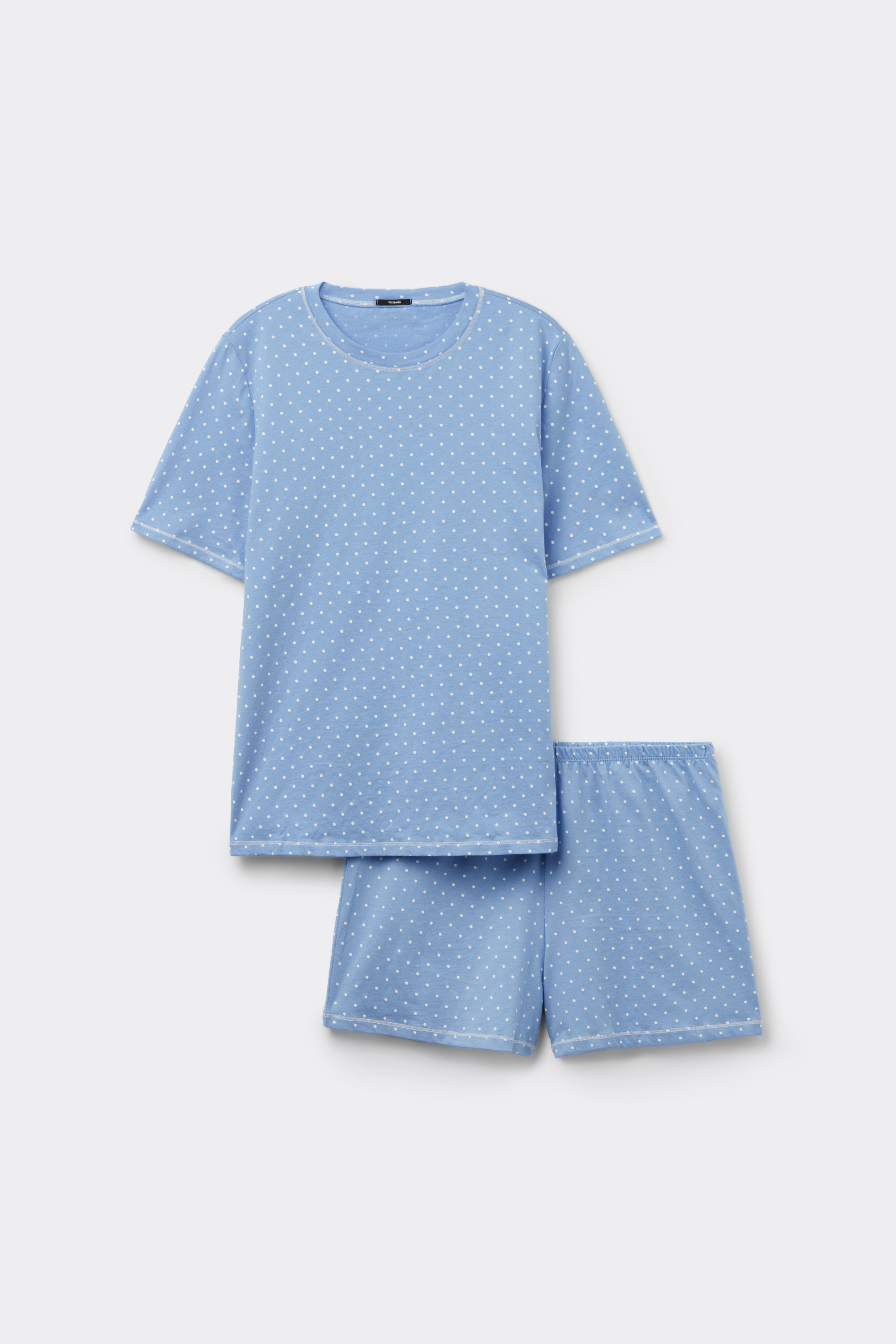 Short Cotton Pyjamas with Polka Dot Print