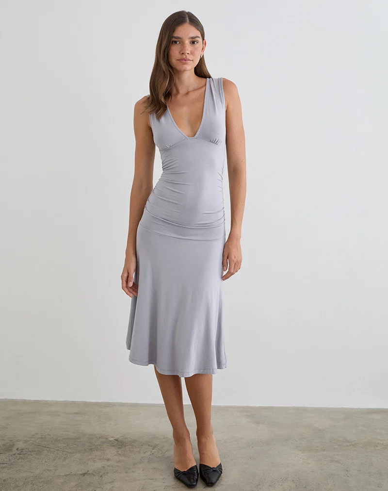 Laluma Midi Dress in Lilac Grey