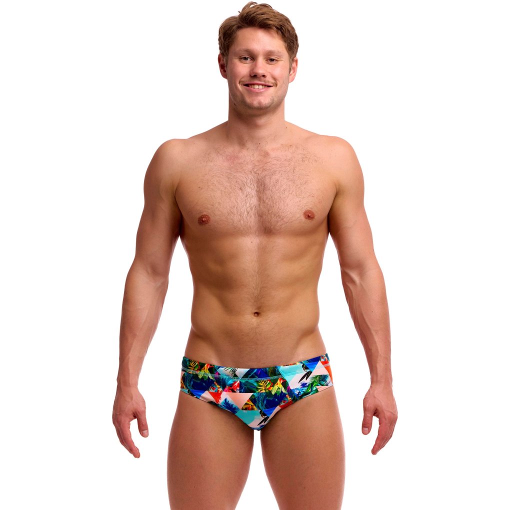 Funky Trunks Seamed Eco Swim Briefs Men - Palm Prism