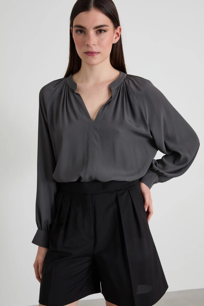 Blouse with gathering - ANTHRACITE