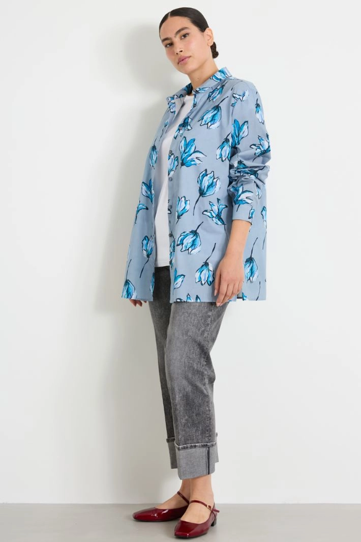 Camicia in cotone stampato - LIGHT BLUE