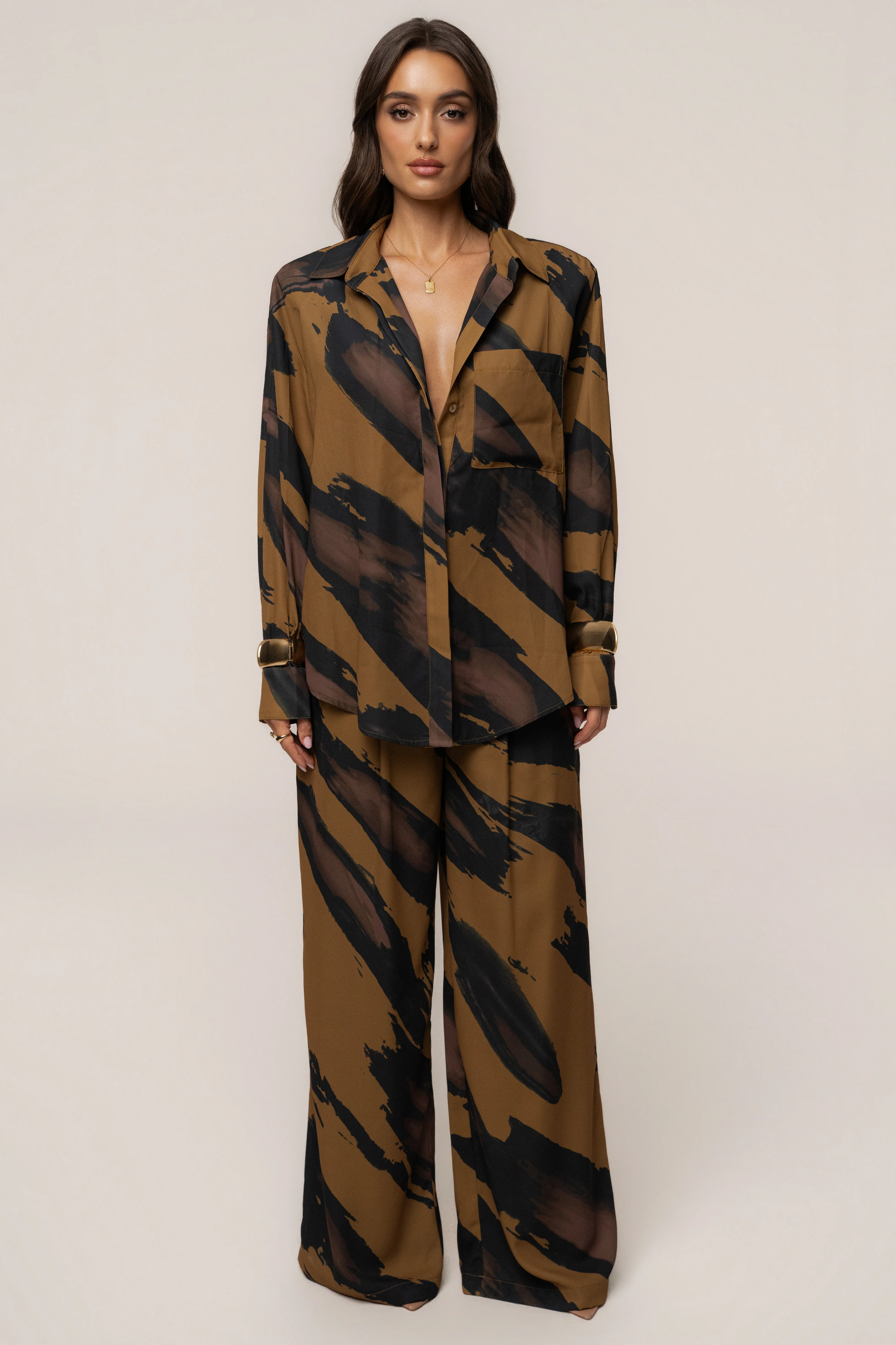 Gold Dusk Fierce Form Button-Down Shirt