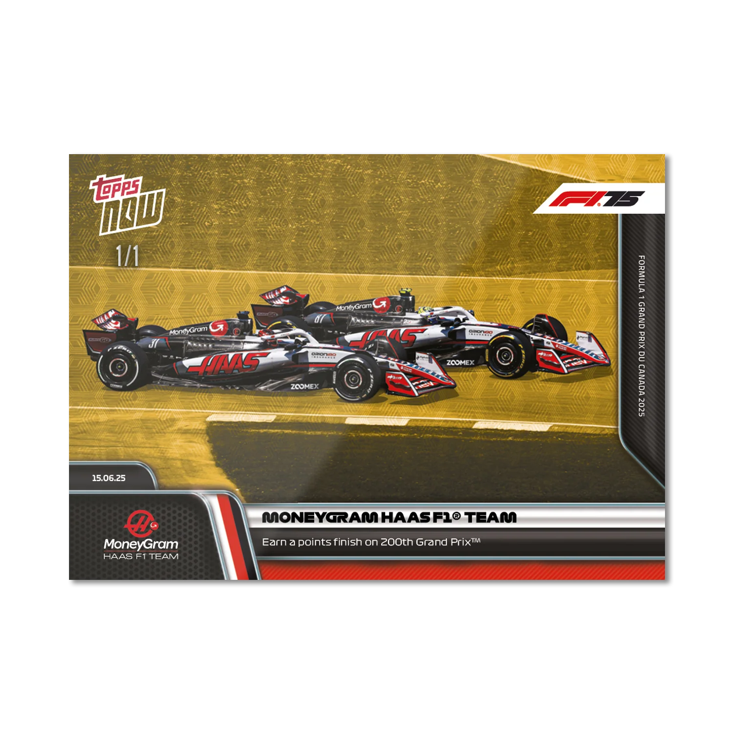 MoneyGram Haas F1® Team - 2025 Formula 1® Topps NOW® - Card 46