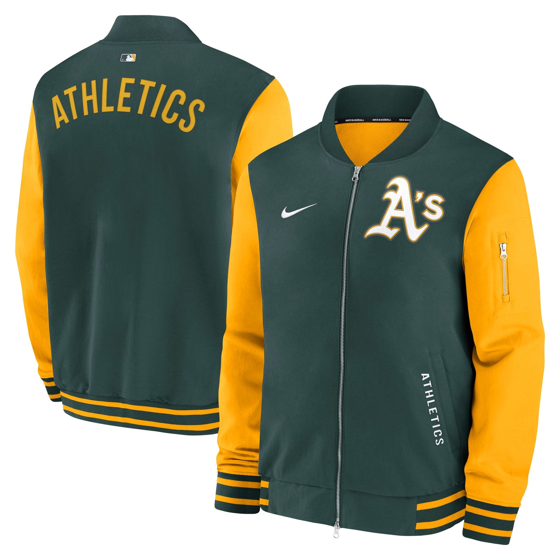 Athletics 2026 MLB Authentic Dugout Bomber Jacket Green