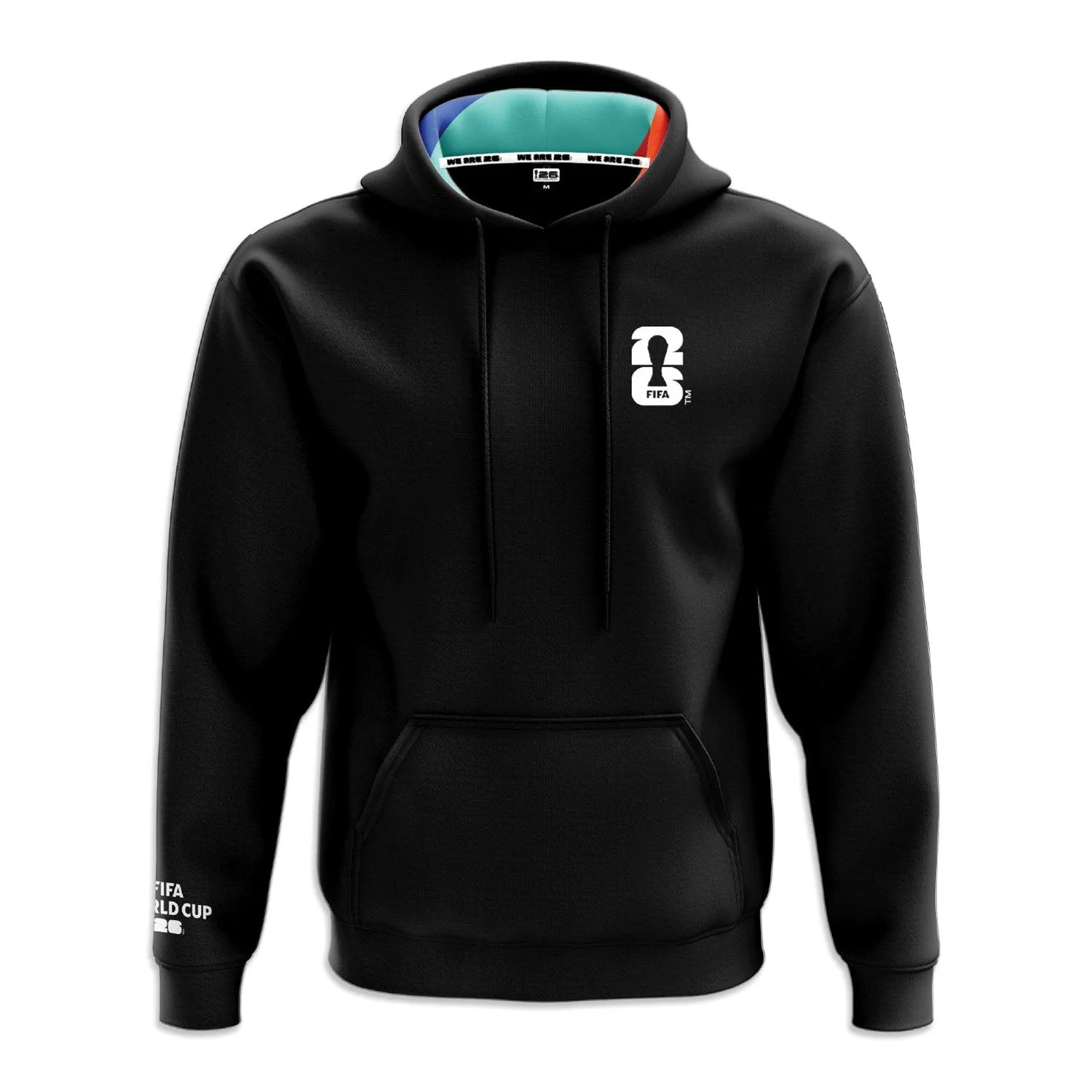 2026 Soccer Fan Collection Pattern Black Hoodie - Unisex
