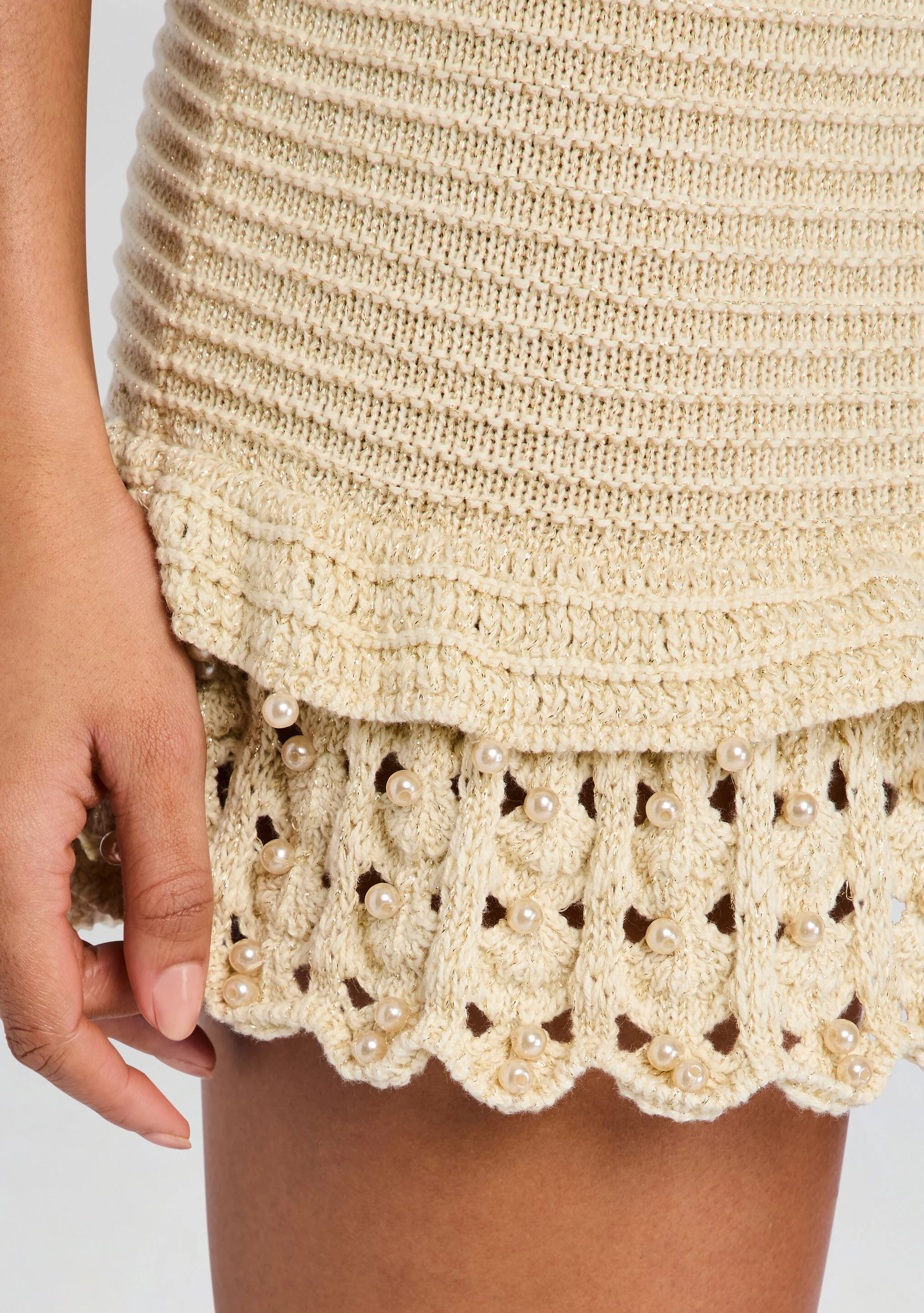 Vali Crochet Pearl Embellished Dress