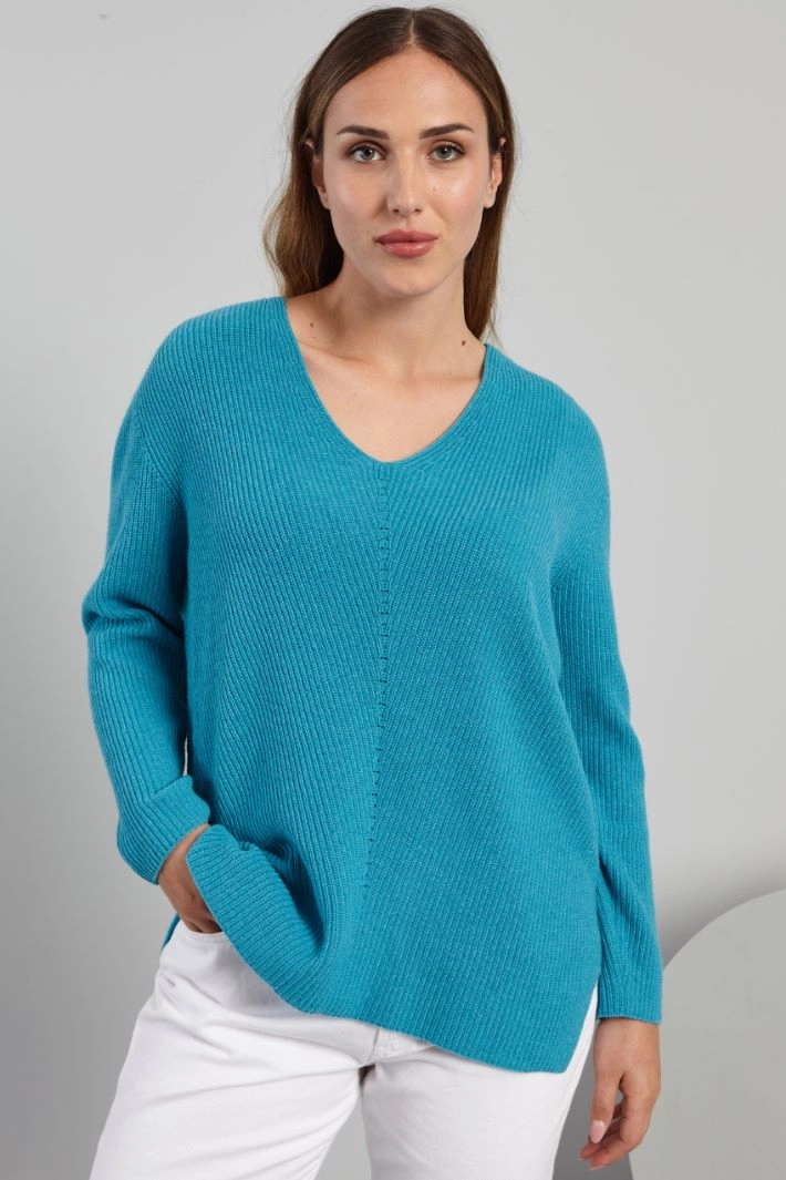 Asymmetrical sweater - TURQUOISE