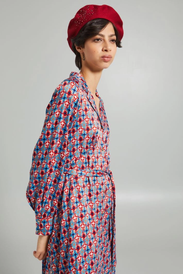 Beret with pearls and rhinestones - RED