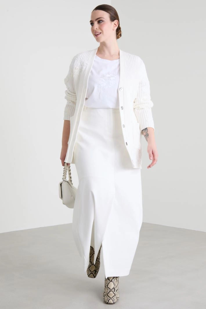 Embroidered jersey T-shirt - WHITE