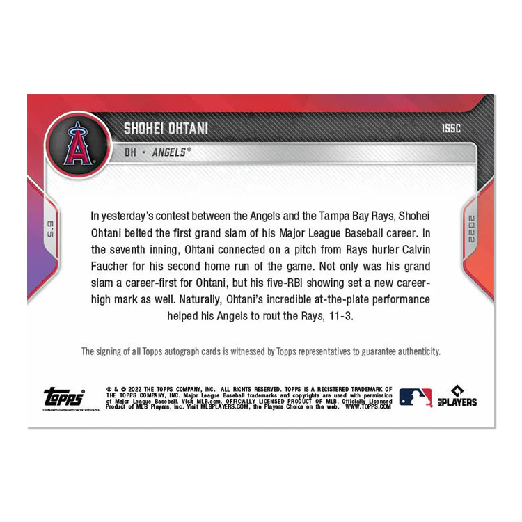 On-Card Auto # to 25 - Shohei Ohtani - 2022 MLB TOPPS NOW® Card 155C