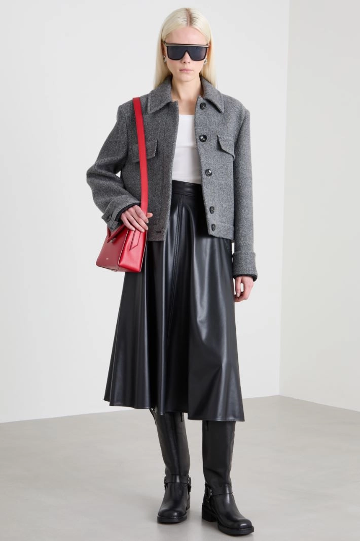 Coated jersey skirt - BLACK