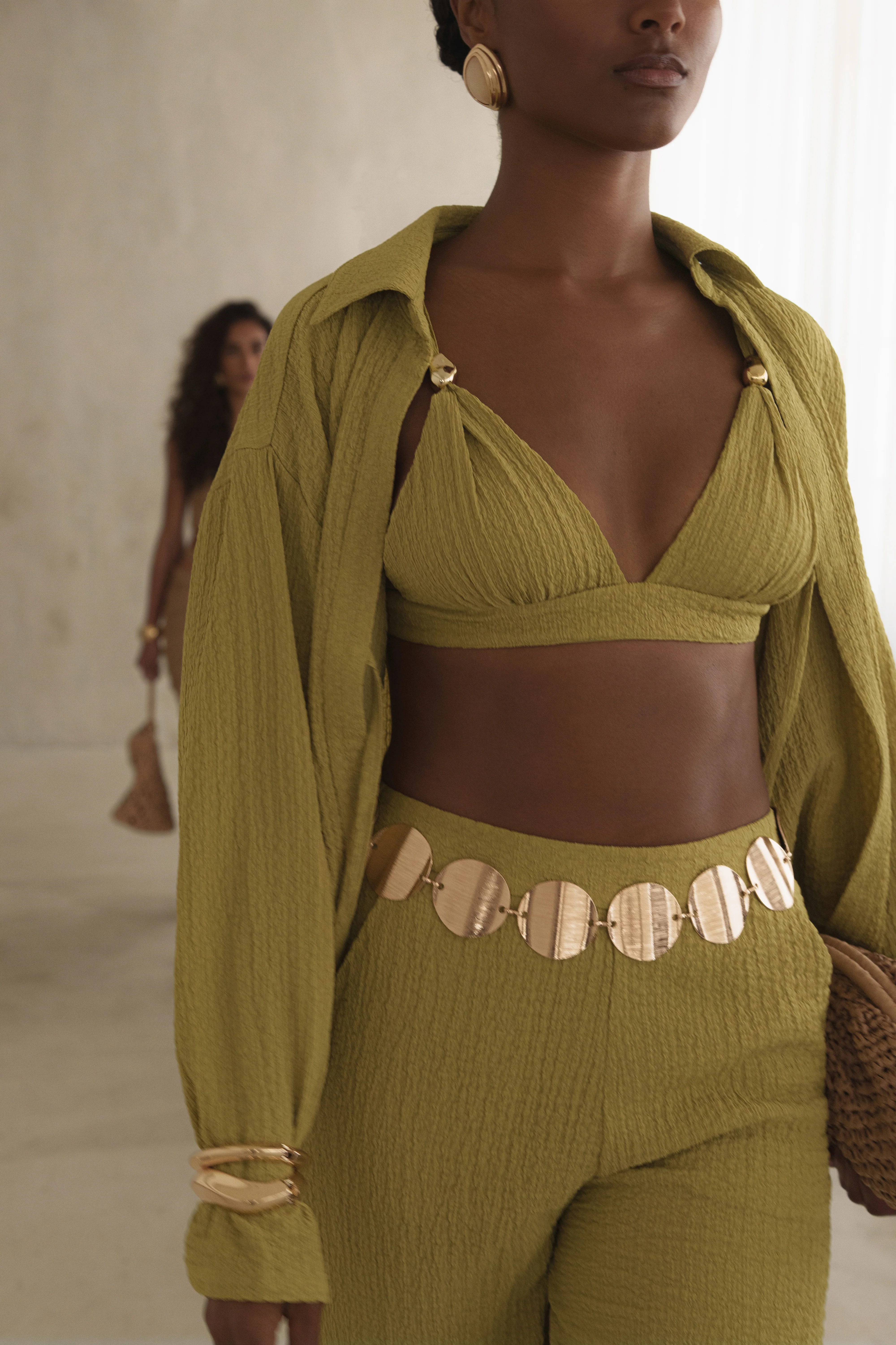 Lime Dockside Crepe Knit Bralette