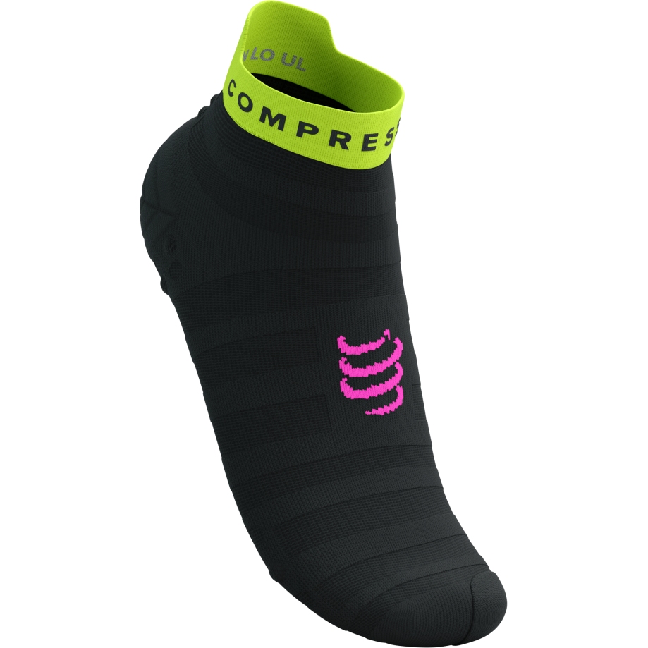 Compressport Pro Racing Compression Socks v4.0 Ultralight Run Low - black/safety yellow/neon pink