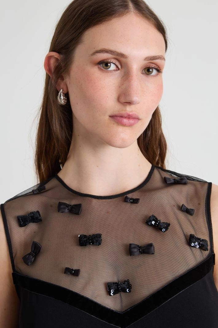 A-line cady dress - BLACK