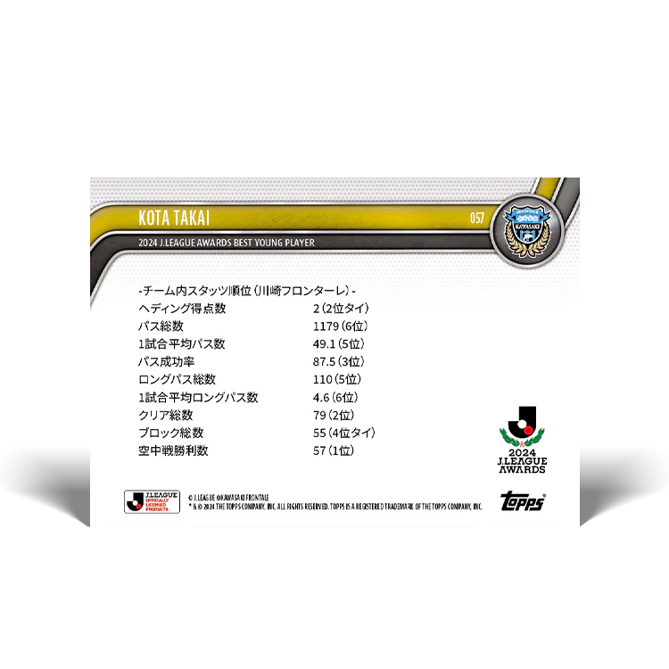 Kota Takai - 2024 J League Awards: Best Young Player - 2024 J-League® Topps NOW® Card 57