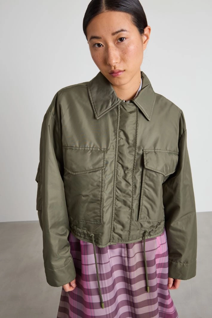 Reversible twill bomber jacket - KHAKI GREEN