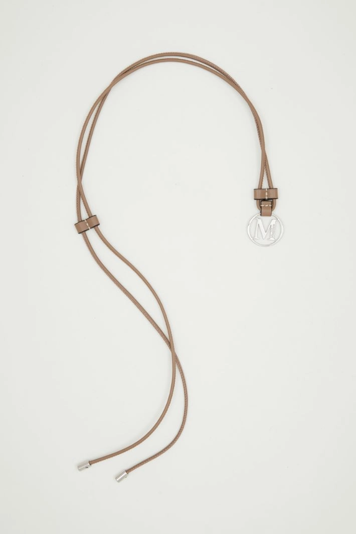 Leather pendant lanyard - BEIGE