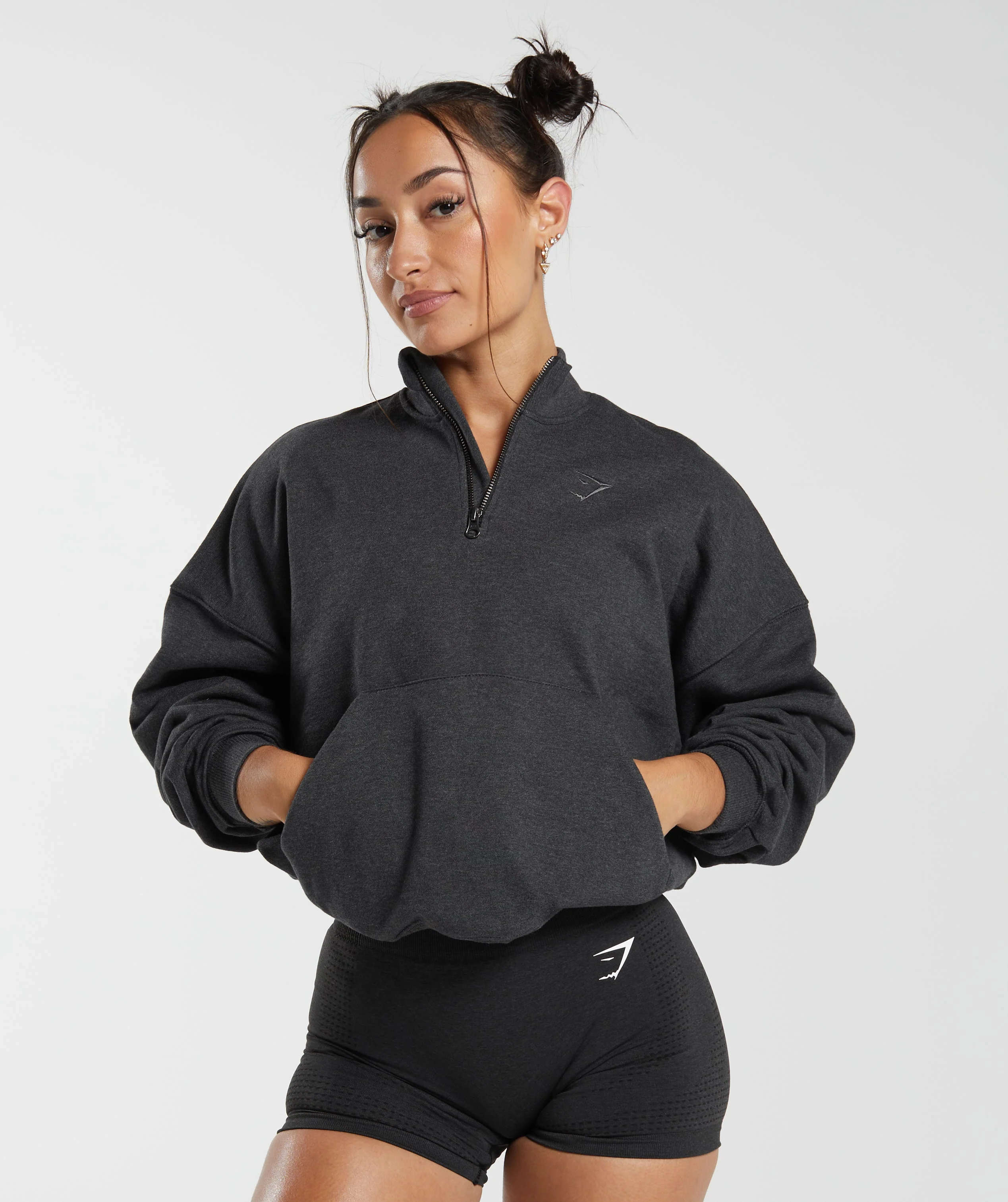 Rest Day Sweats 1/2 Zip Pullover Black Core Marl