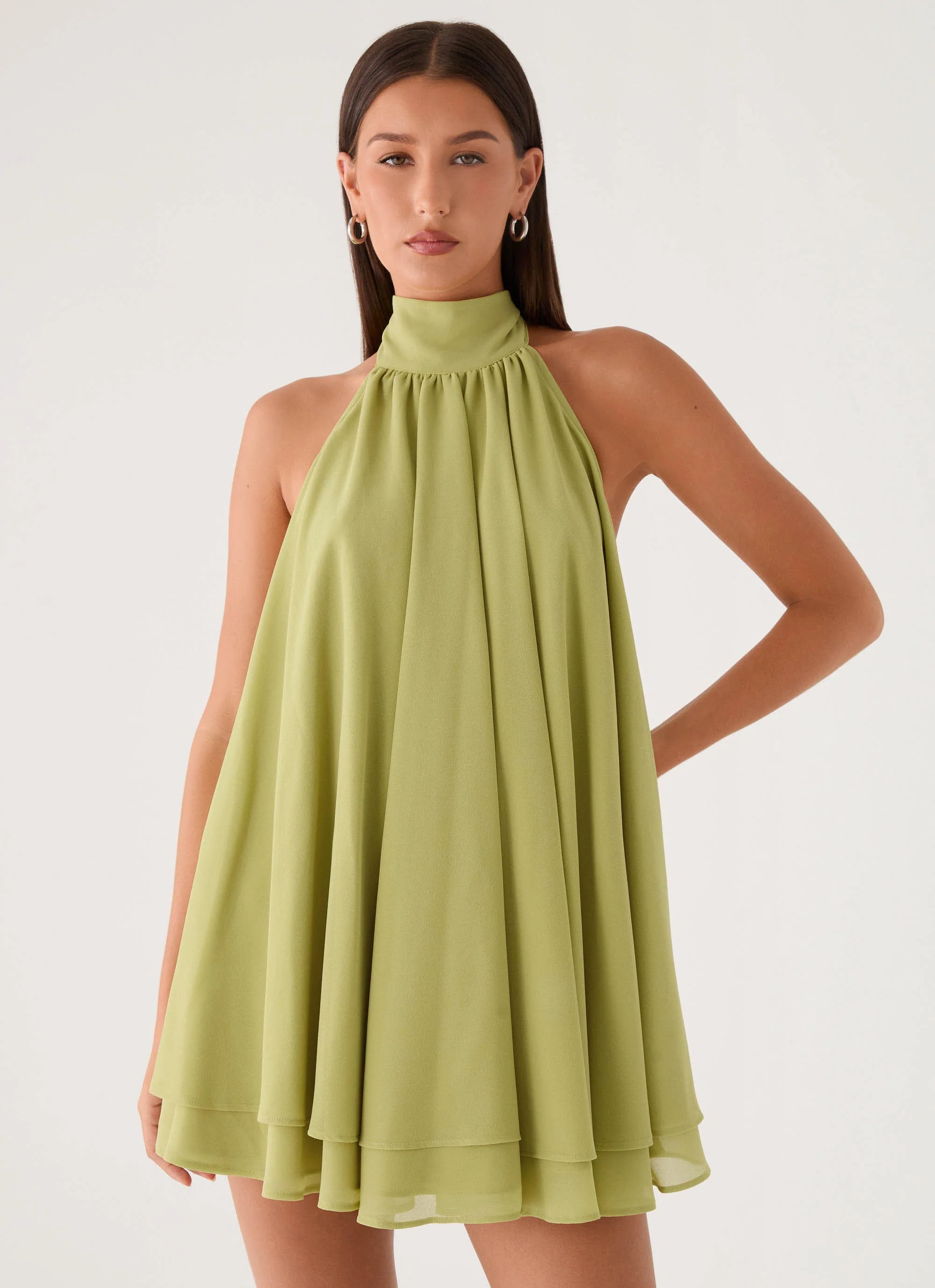 Lyrah Halter Mini Dress - Lime