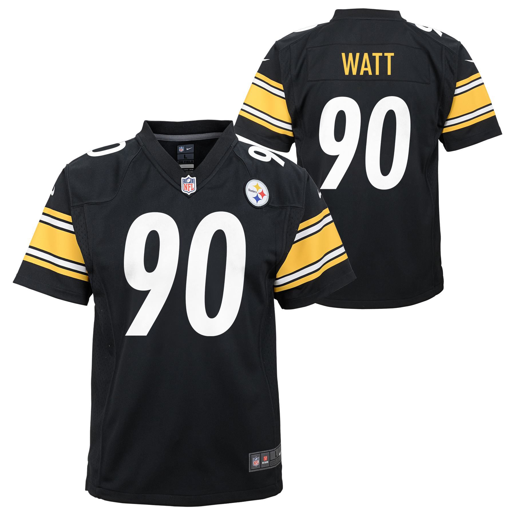 T.J. Watt #90 Pittsburgh Steelers Game Football NFL Jersey Black (YOUTH)