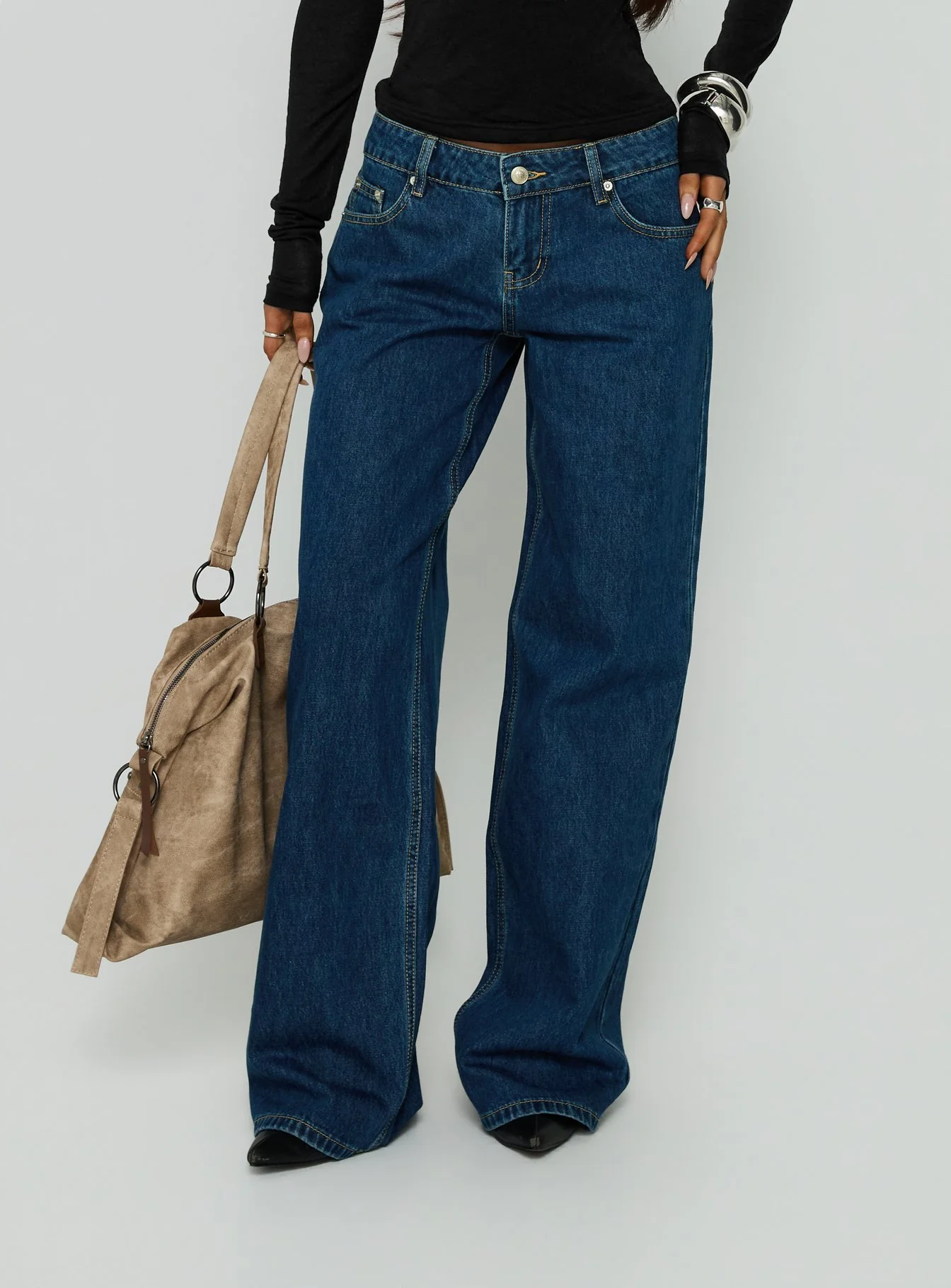 Tidal Wave Low Rise Straight Leg Jeans Dark Blue Wash