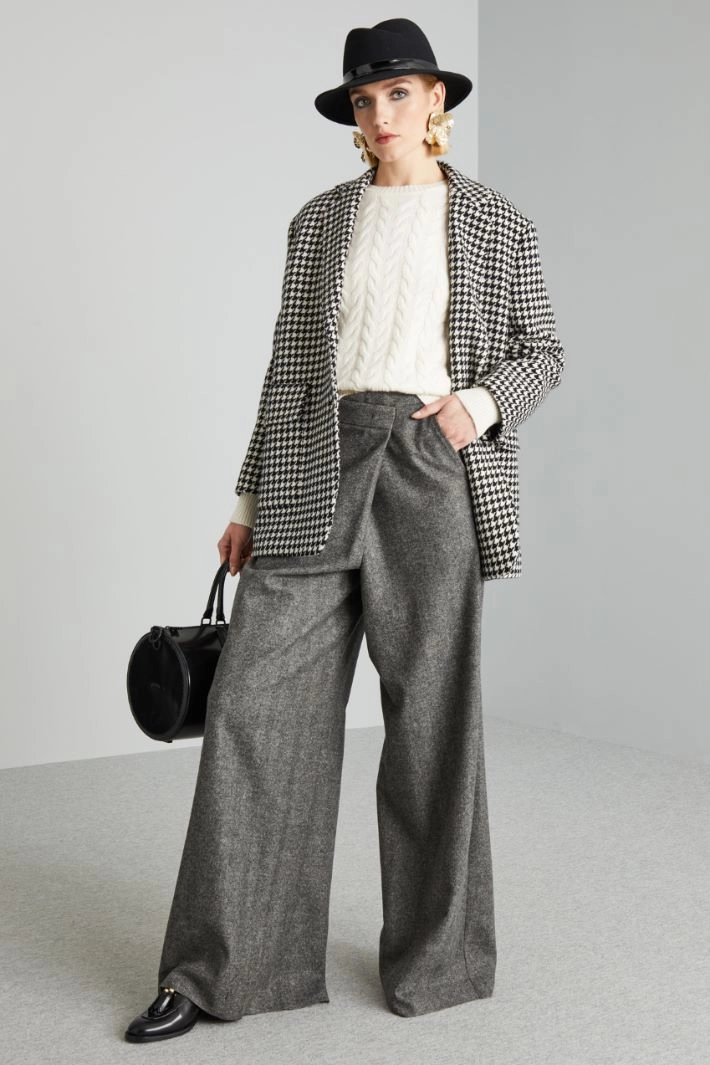 Short pure wool blazer - BLACK WHITE