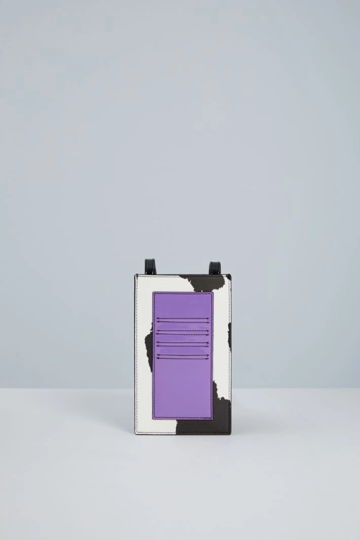 Saffiano-look phone pouch - WHITE BLACK VIOLET