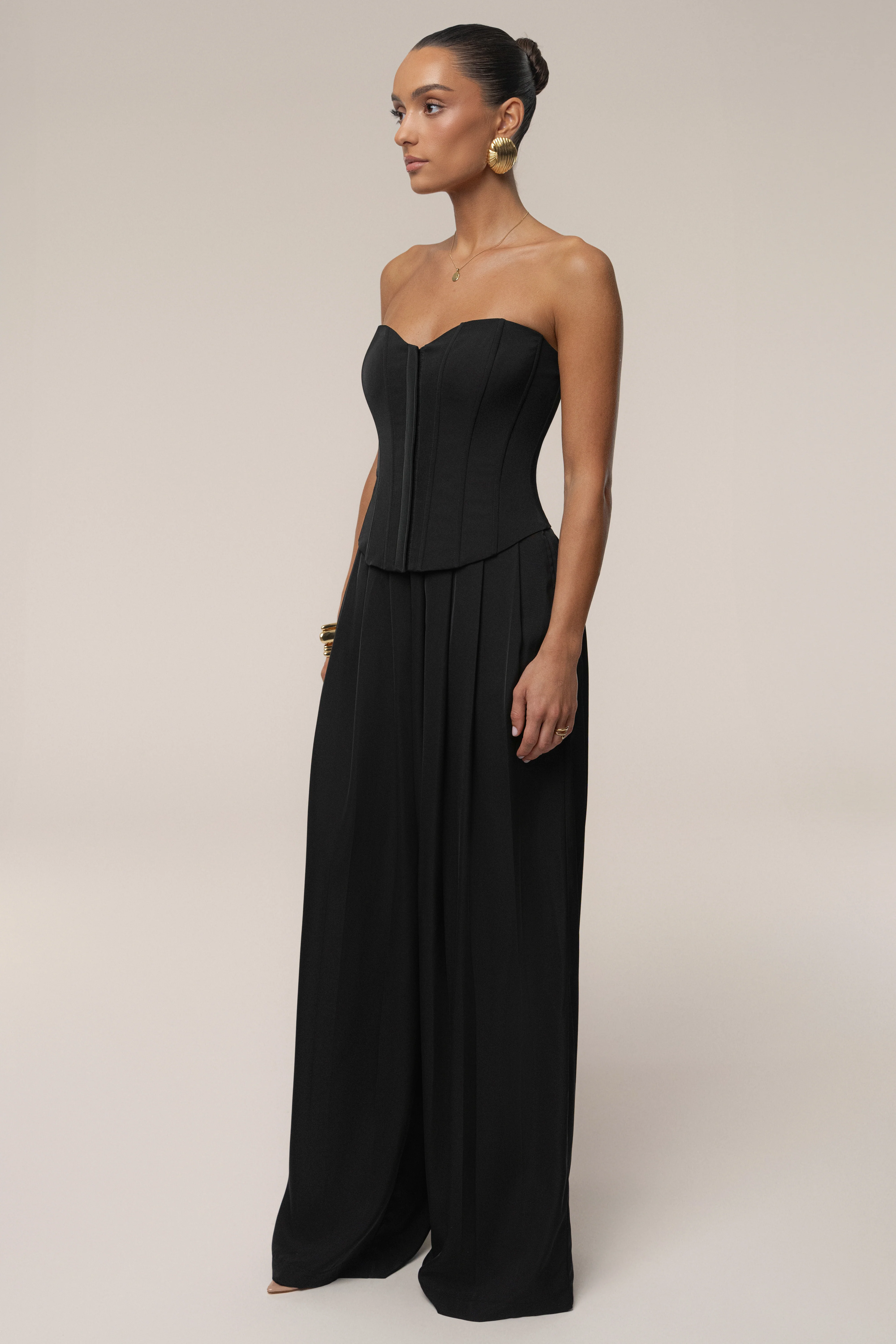 Black Viv Satin Bustier Top