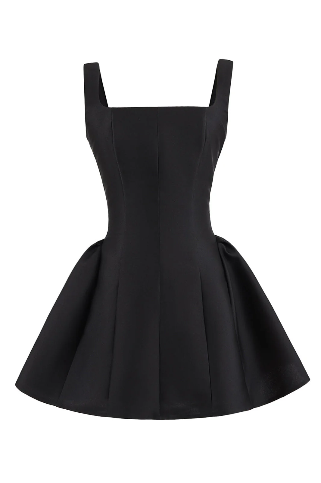 Square Neck Red Pleated A-line Short Dress