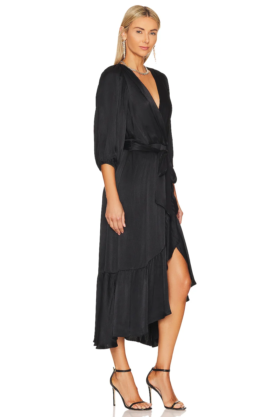Ruffle Surplice Midi Dress