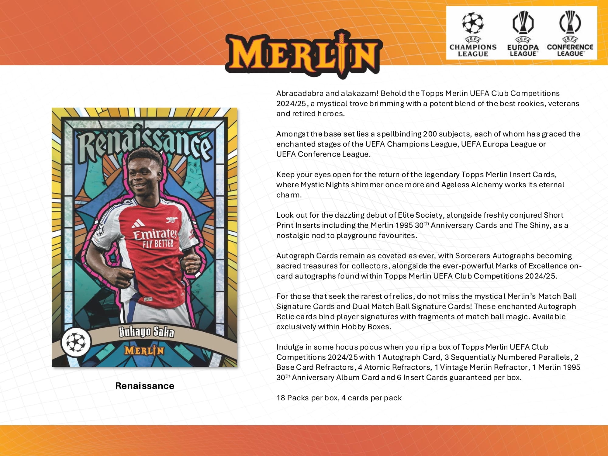 2024/25 Topps Chrome Merlin UEFA Club Competitions Football Hobby Box