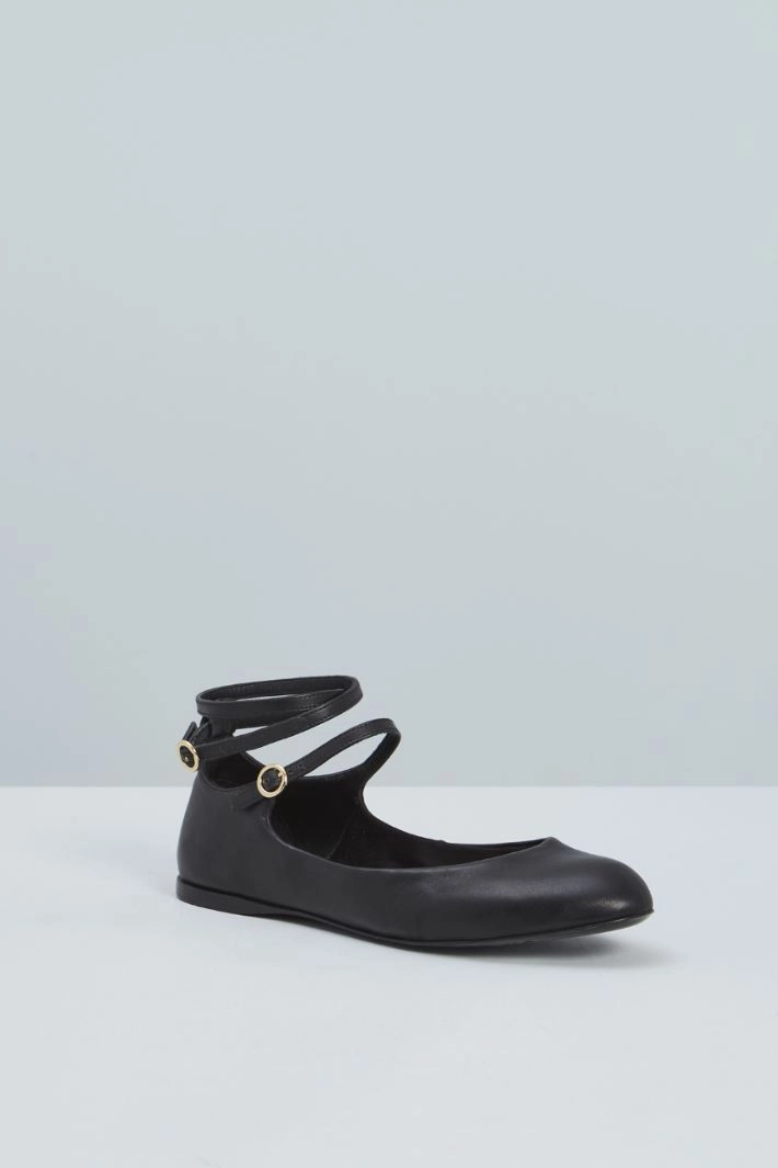 Leather ballerinas - BLACK