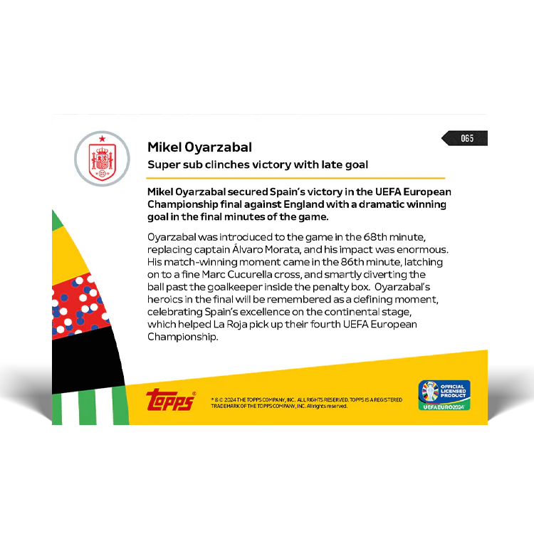 Mikel Oyarzabal - Super sub clinches victory with late goal - EURO 2024 TOPPS NOW® Card 65