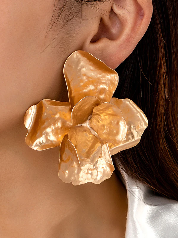 Flower Shape Shiny Earrings Accessories