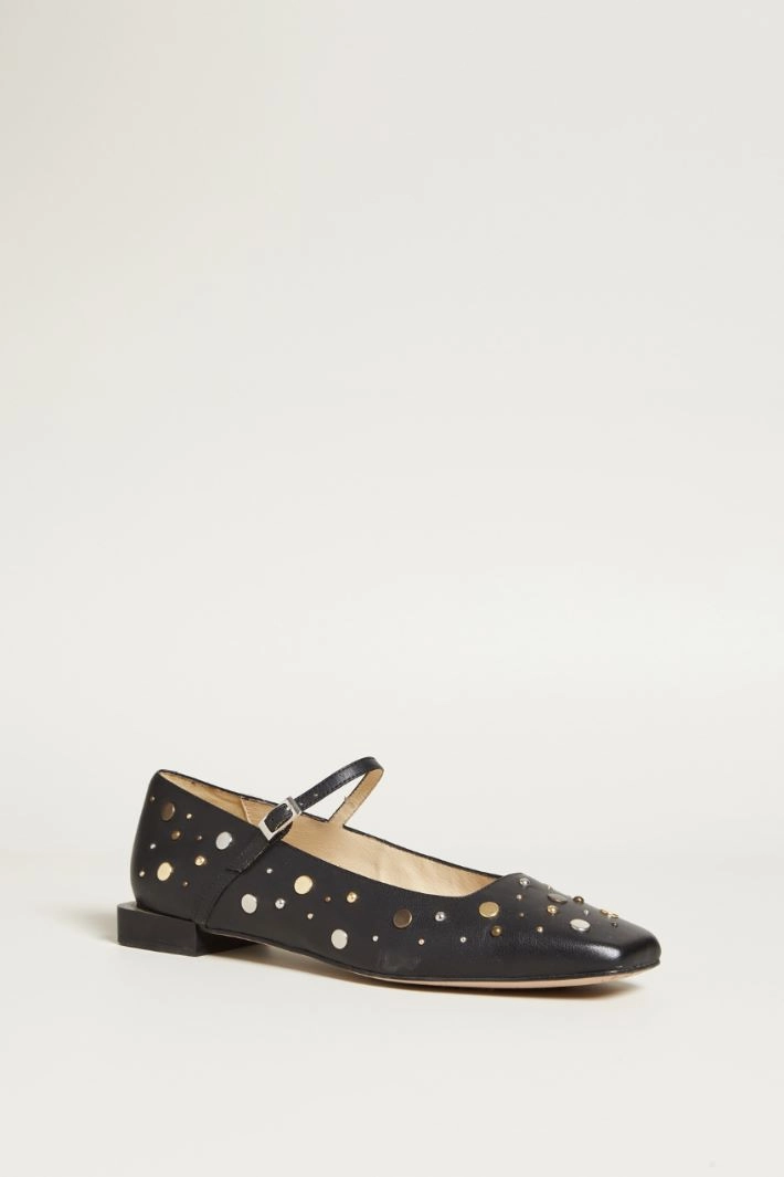 Ballerinas with studs - BLACK