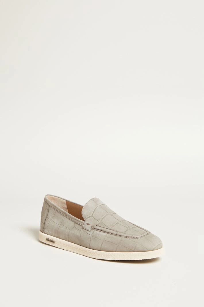 Croc print moccasins - DOVE GREY