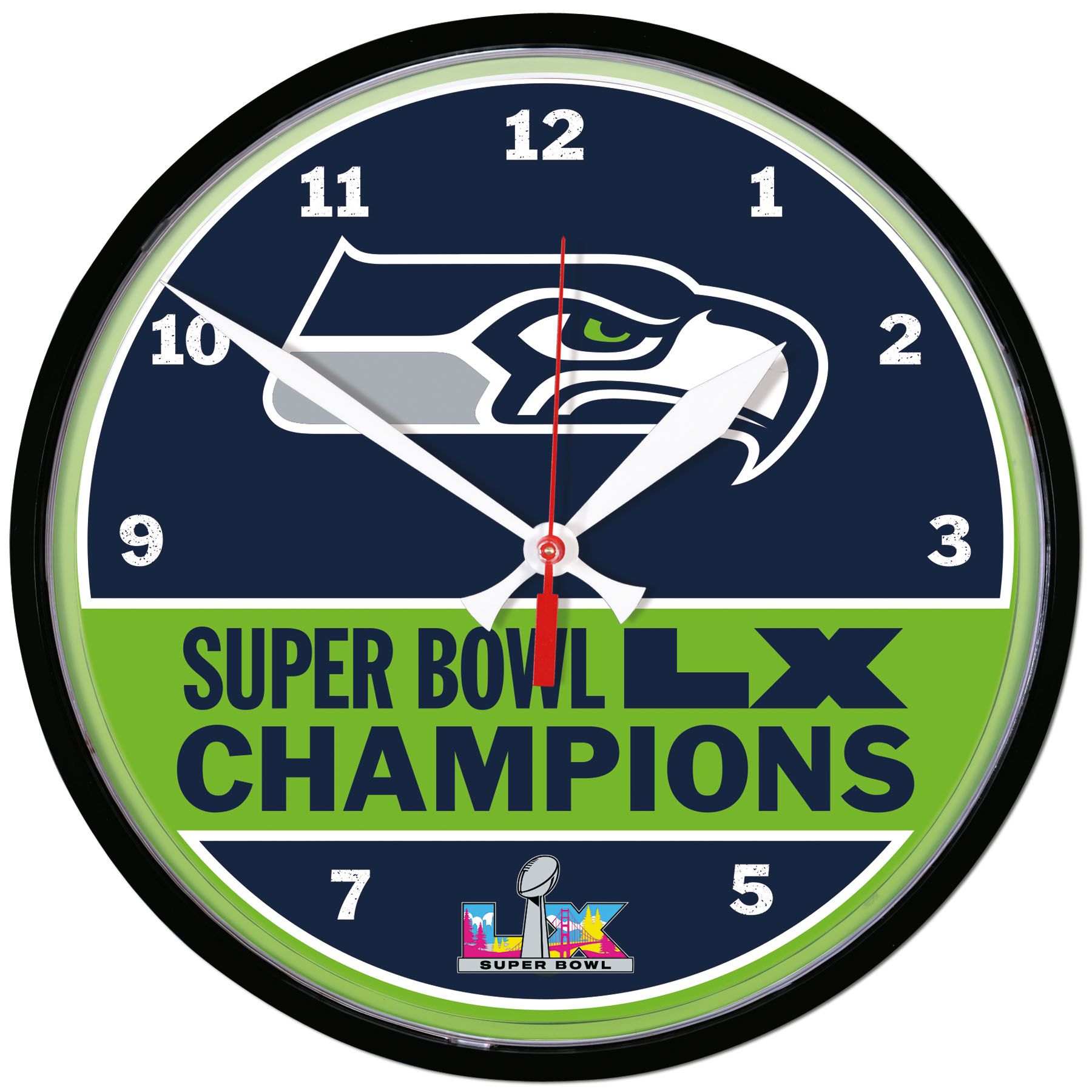 Seattle Seahawks Super Bowl LX Champions NFL Wall Clock