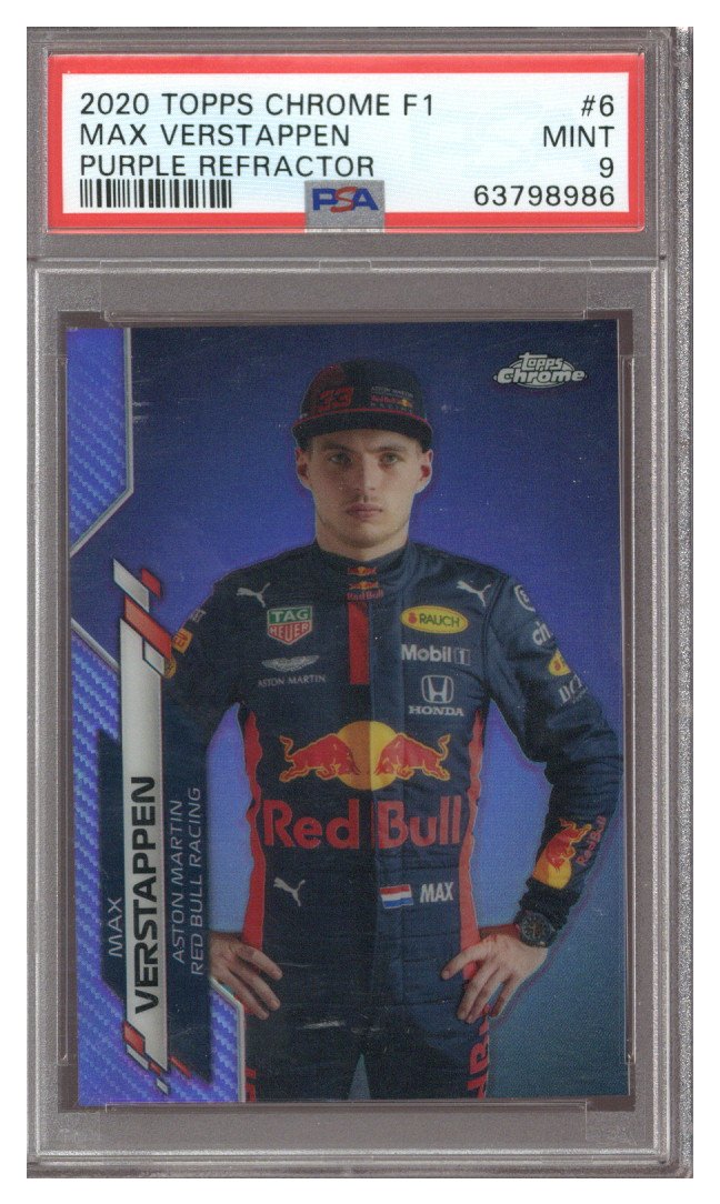 2020 Topps Chrome F1 Max Verstappen Purple Refractor 330/399 PSA 9