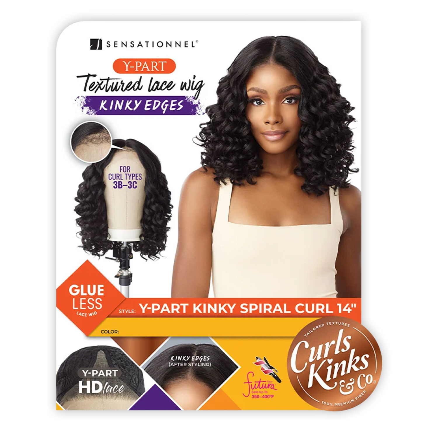 Sensationnel HD Lace Front Wig Curls Kinks N Co Glueless Kinky Edges Y-Part Kinky Spiral Curl 14