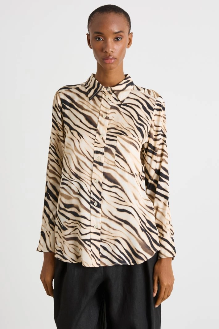 Animal print satin blouse - ANIMAL