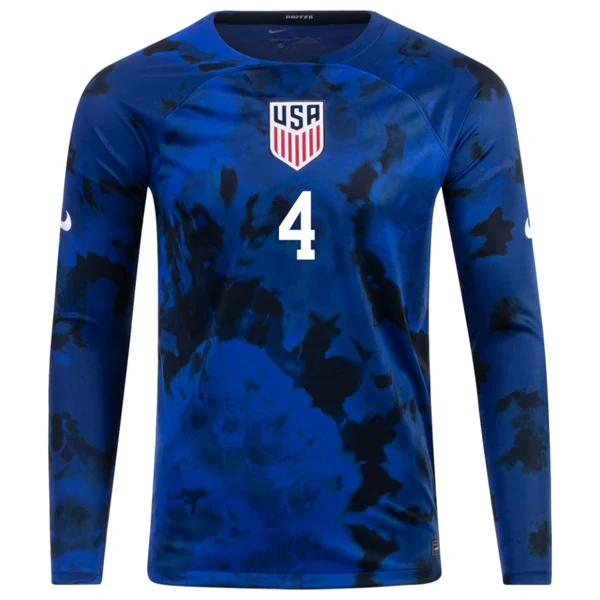United States Tyler Adams Long Sleeve Away Jersey 22/23 (Bright Blue/White)