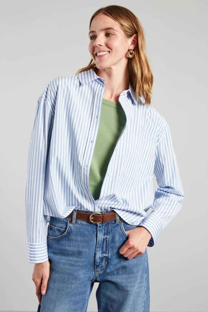 Boxy shirt - PALE BLUE WHITE