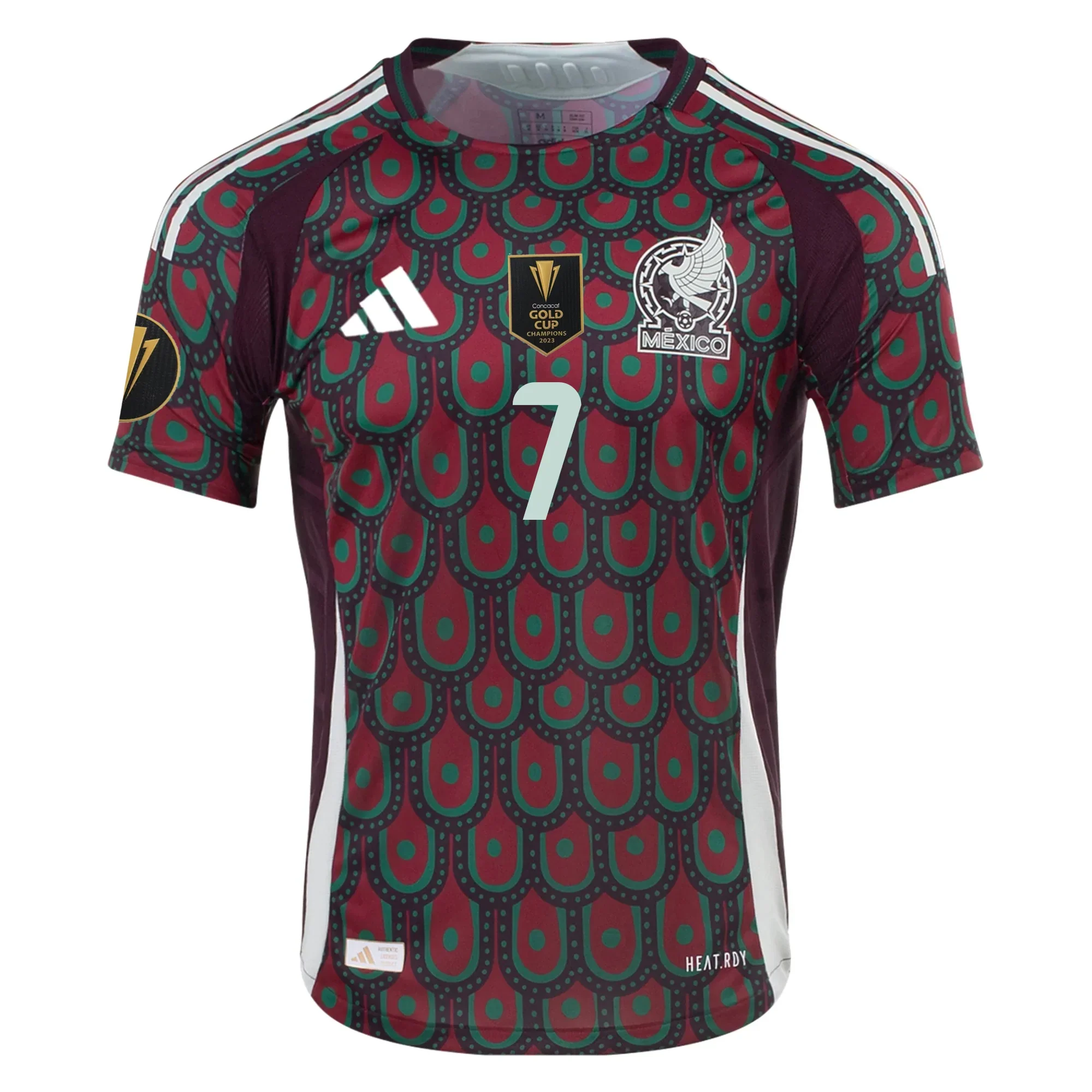 Mexico Gilberto Mora Home Jersey 24/25 w/ Gold Cup 2025 Patches (Multicolor)