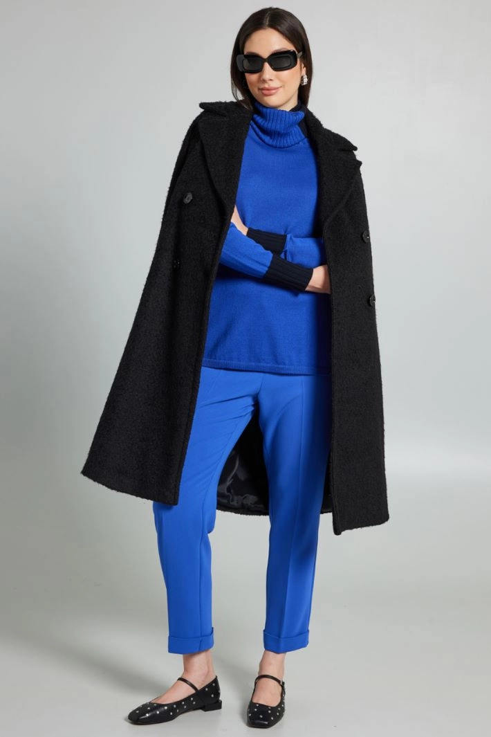 Two-tone wool-blend sweater - NIGHT BLUE AZUL