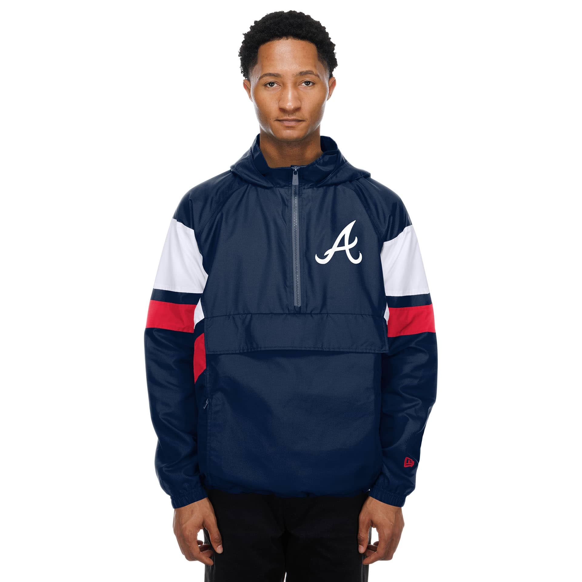 Atlanta Braves MLB Quarter Zip Windbreaker Jacket Navy