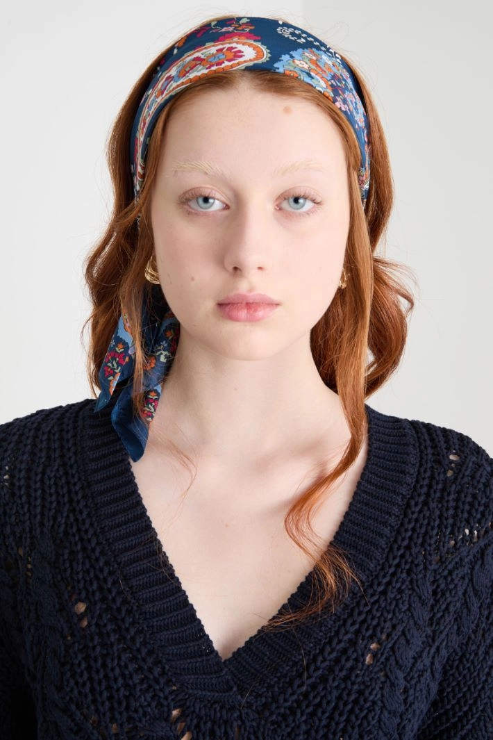 Printed silk scarf - BLUE