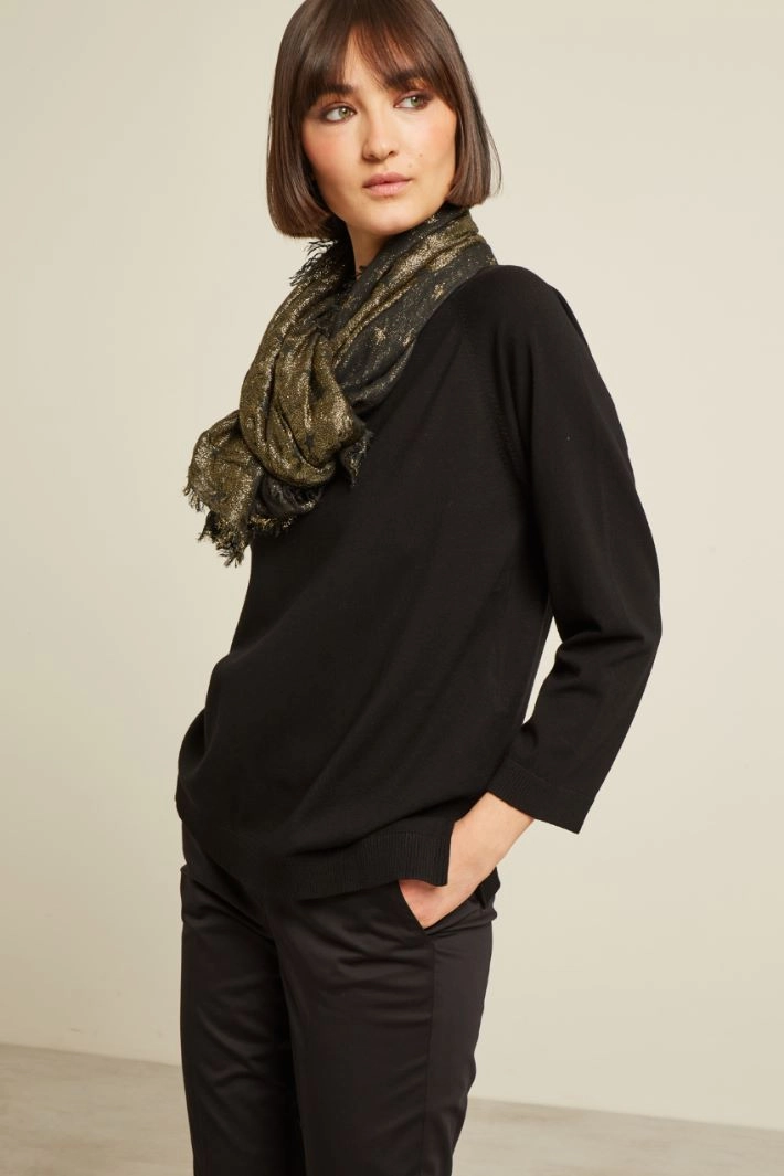 Jacquard stole - BLACK GOLD