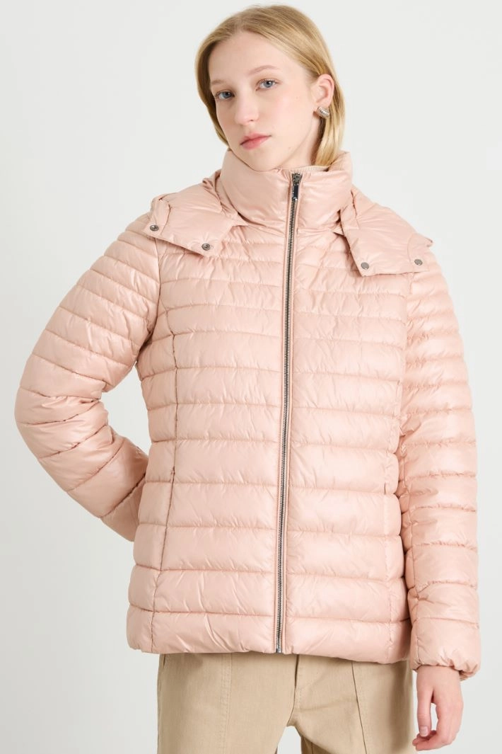 Slim-fit zip puffer - PINK